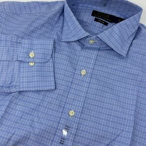 NWT Polo Ralph Lauren Men’s Lt Blue Plaid Easy Care Stretch X2